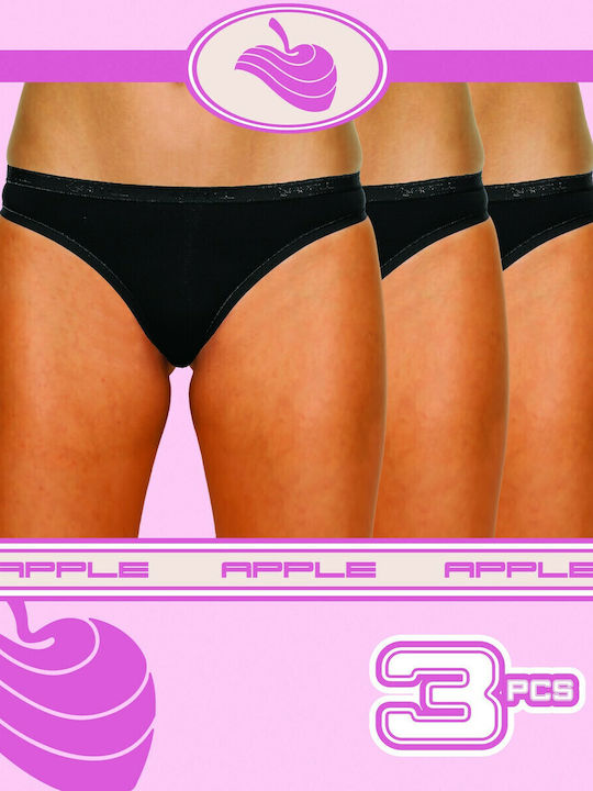 Βαμβακερά Γυναικεία Slip 3Pack Μαύρα