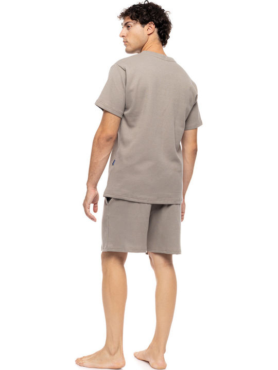 Ulisse Sommer Herrenpyjama Bluse Sand