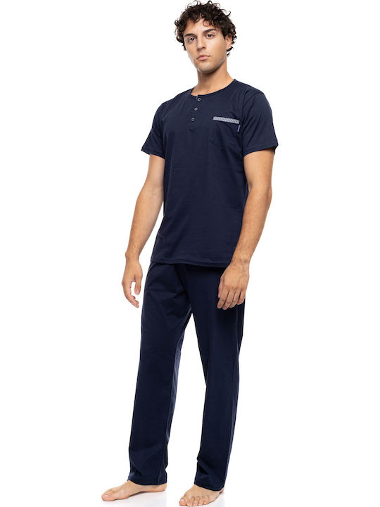 Ulisse Summer Men's Pyjama Yacht Blue Light Grey