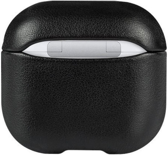Θήκη Airpods 4th Gen Alto Premium Leather Case Ανθεκτική Σκληρή Δερμάτινη Raven Black Ap424-rav