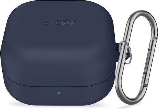 Tech-Protect Силиконов Калъф С Кука Съвместим С Samsung Galaxy Buds 4 4 Pro Тъмносин