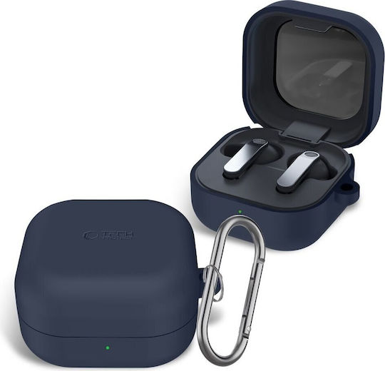 Tech-Protect Силиконов Калъф С Кука Съвместим С Samsung Galaxy Buds 4 4 Pro Тъмносин