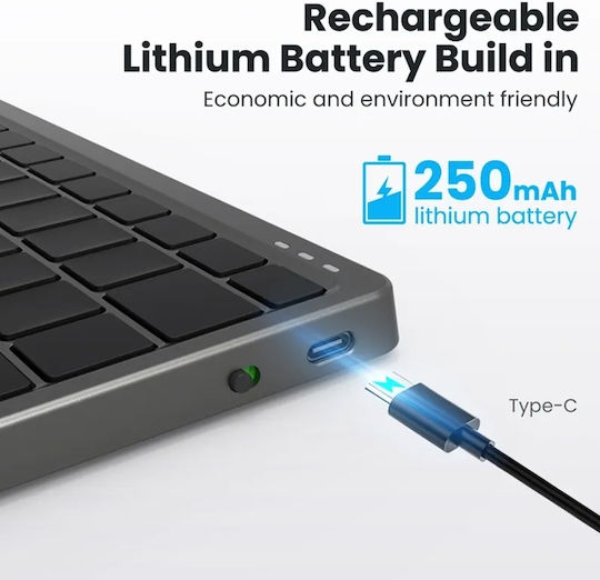 KF8700 Wireless Bluetooth Keyboard for Tablet English US Gray