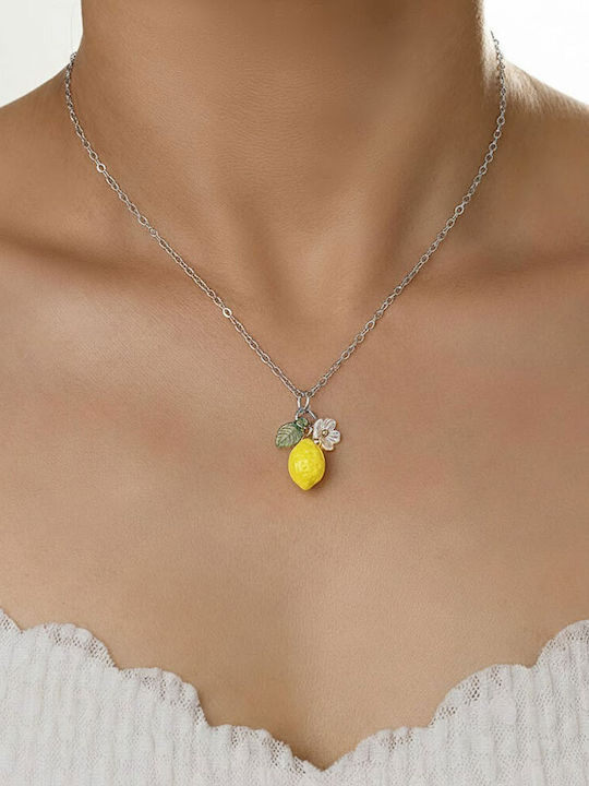 Awear Necklace With Flower Design Made Of Gold Plated Steel