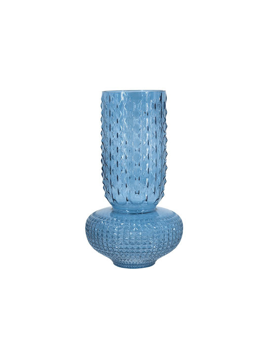 Artekko Decorative Vase Glassy Blue 21.3x21.3x38.3cm