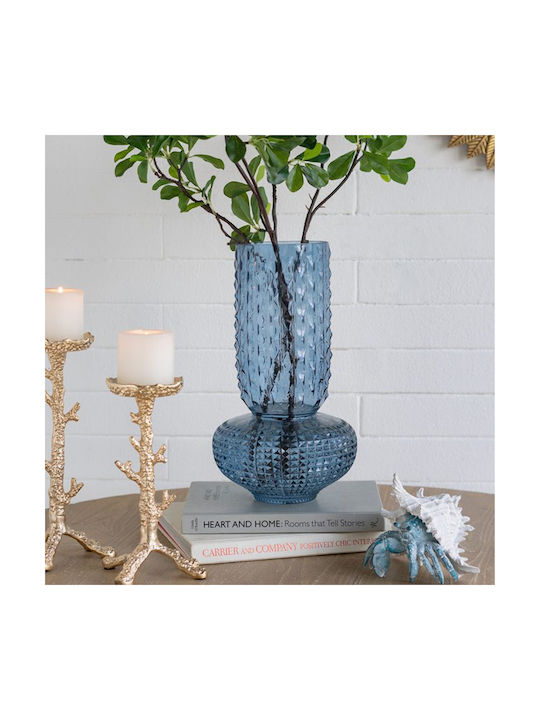 Artekko Decorative Vase Glassy Blue 21.3x21.3x38.3cm