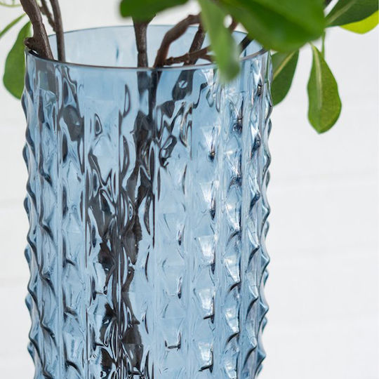 Artekko Διακοσμητικό Βάζο Γυάλινο Glassy Μπλε 21.3x21.3xΥ38.3cm