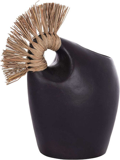 Tabletop Decor Fb94671.01 Black Terracotta & Grass--44x18x50cm