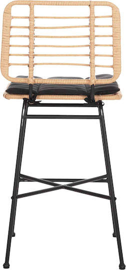 Stool for Bar Outdoor Black-wicker Beige 46x46x99cm