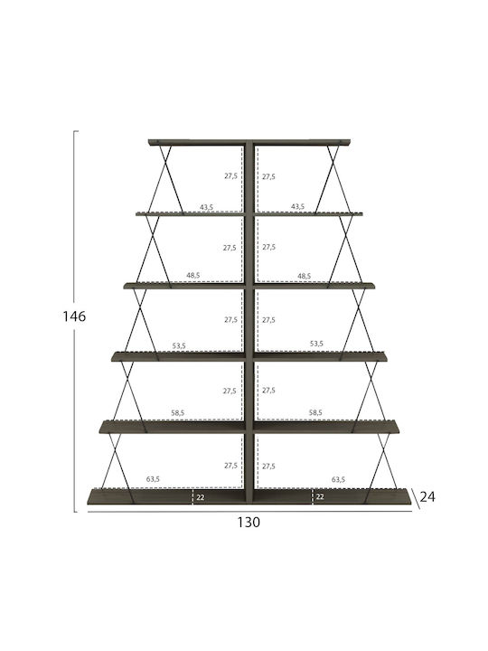 Bookcases Olive Grey Black Pieces 2 65x24x146cm