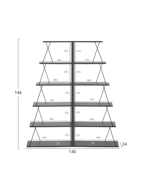 Bookcases Grey-black 2pcs 65x24x146cm