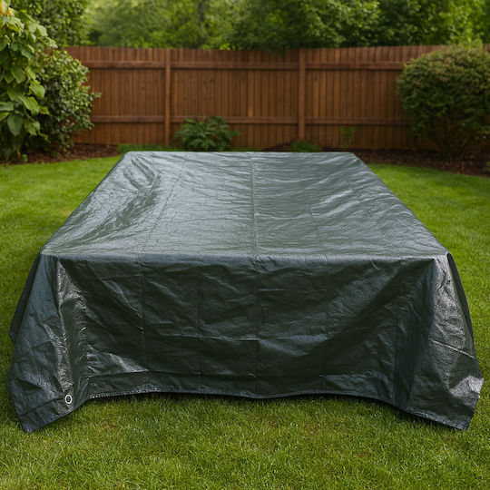 Waterproof Tarpaulin 8x12m 200g/m² Density Fastening Rings Dark Gray