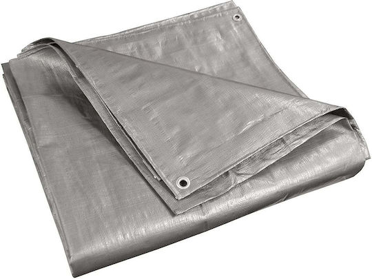 Pânză Impermeabilă Universală 6x8 M 100g/m² Densitate Inele Metalice De Fixare Culoare Argintie