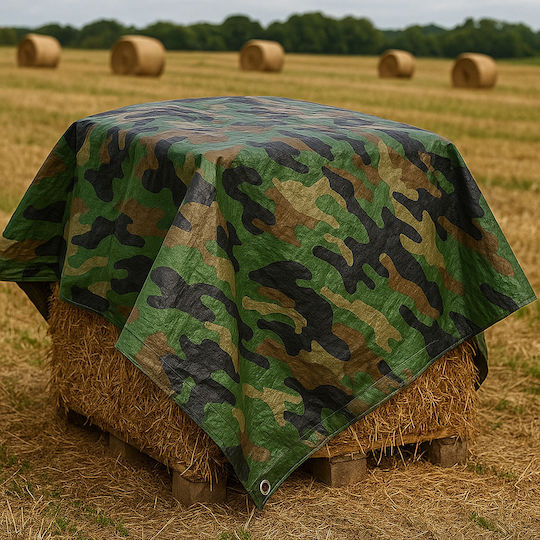 Pânză Impermeabilă De Camuflaj Militar 10x15m Cu Inele De Prindere 80g/m²