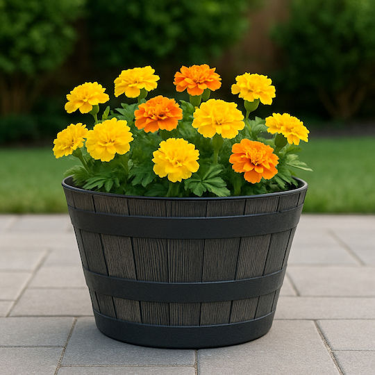 SGTT Barrel Plastic Beige Planter 39x39cm