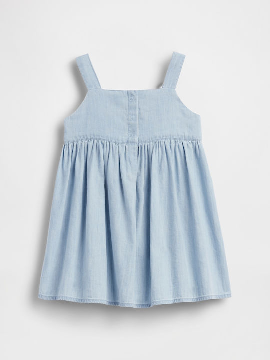 Mädchenkleid Ärmelloses Denim Mittelwaschen