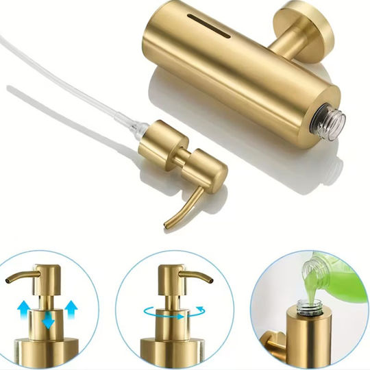 Device Wall Mounted Kitchen Foam Dispenser Made of Gold Inox Stainless Steel 200ml