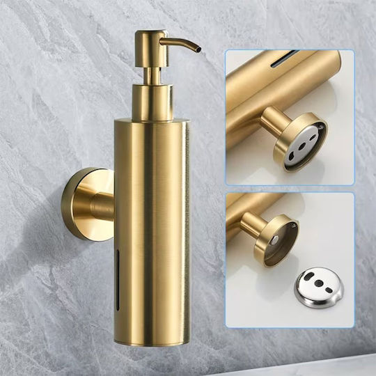 Device Wall Mounted Kitchen Foam Dispenser Made of Gold Inox Stainless Steel 200ml