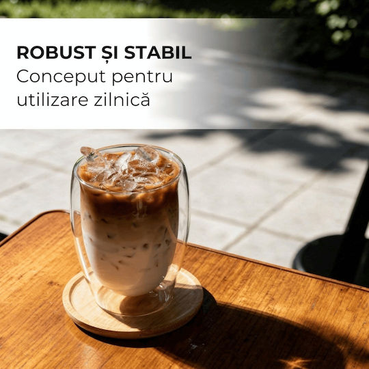Miamio Set Pahare Cafea Freddo Din Sticlă Maro 350ml 6 Bucăți