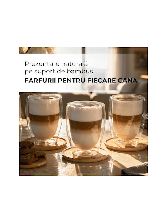 Miamio Set Pahare Cafea Freddo Din Sticlă Maro 350ml 6 Bucăți