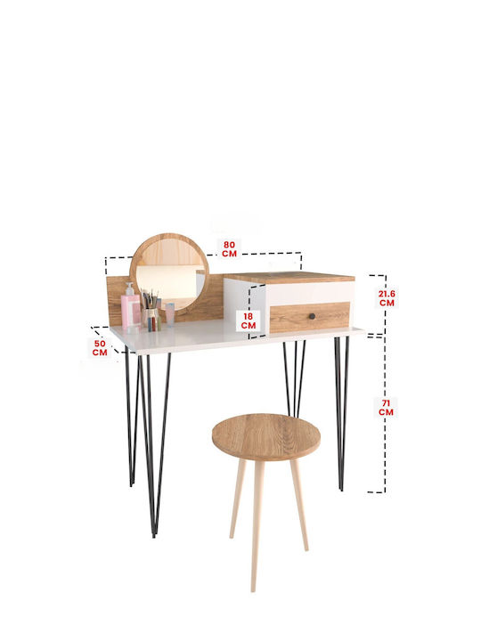 White Makeup Dressing Table With Drawers 80x50x71 Cm