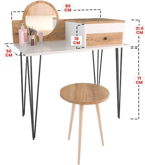 Weißer Schminktisch Mit Schubladen 80x50x71 Cm Weißer Schminktisch Mit Schubladen 80x50x71 Cm