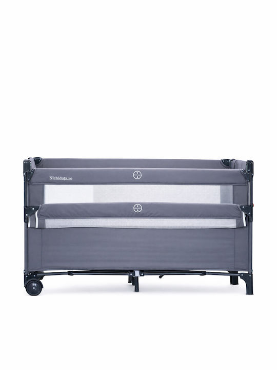 Loc de Joacă cu Două Nivele cu Saltea Gri 210x210cm