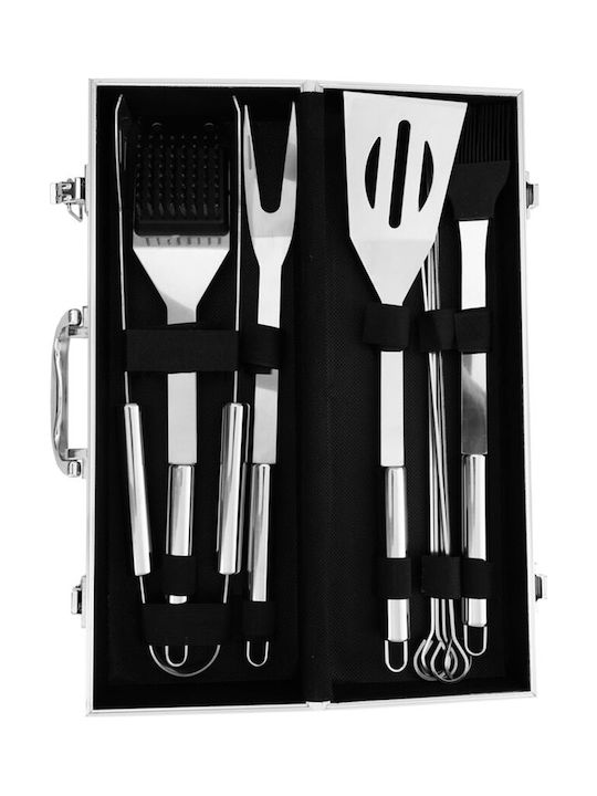 Set 12 Stainless Steel Grill Utensils In A Metal Carrying Case