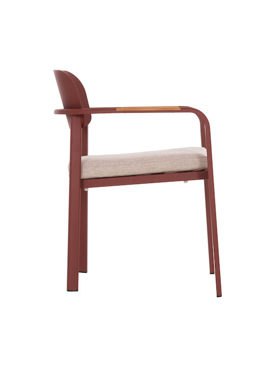Elara Wooden Dining Armchair Terracotta 56x62x78cm