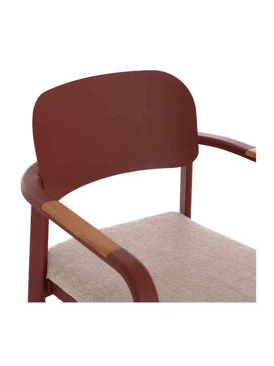 Elara Wooden Dining Armchair Terracotta 56x62x78cm