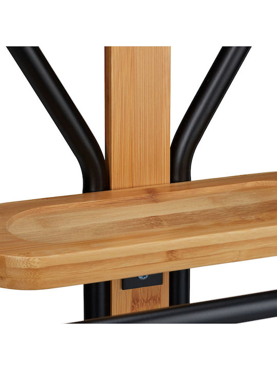 Relaxdays Floor Garment Rack Bamboo Black 109x48cm