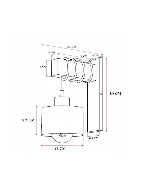 Lampa de Perete Modernă cu Soclu E27 Neagră 12x17x23cm