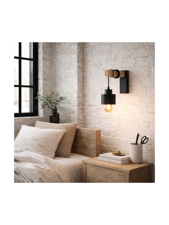 Lampa de Perete Modernă cu Soclu E27 Neagră 12x17x23cm