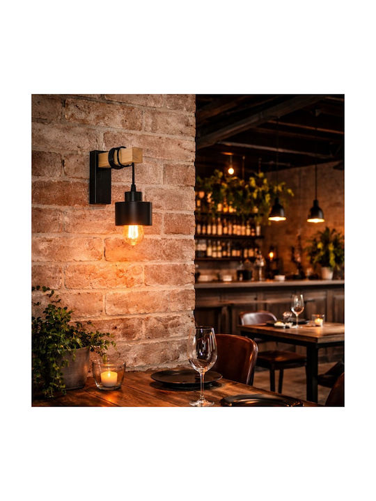 Lampa de Perete Modernă cu Soclu E27 Neagră 12x17x23cm