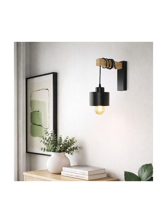 Lampa de Perete Modernă cu Soclu E27 Neagră 12x17x23cm