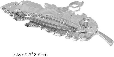 Hair Clips Barrette Silver Feather Design Feather