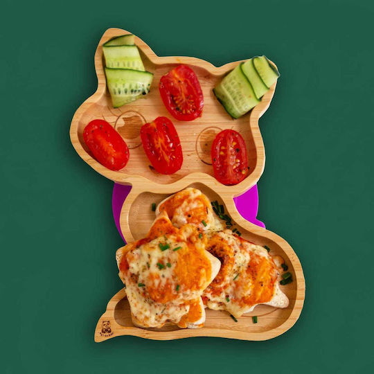 Pandaboo Children's Food Plate Made of Bamboo Green