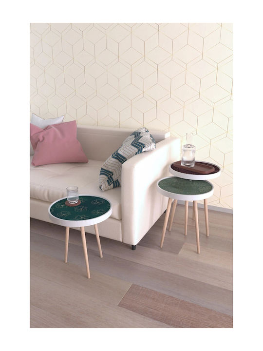 Set 3 Zigon Kaffeetische Roma Mit Blattmuster Mehrfarbig 38x38x52 cm