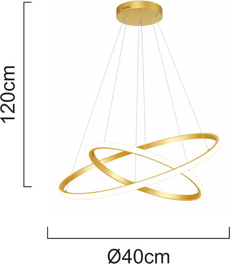 Powertech Pendant Ceiling Light Gold LED with Natural White Light 40x40x120cm