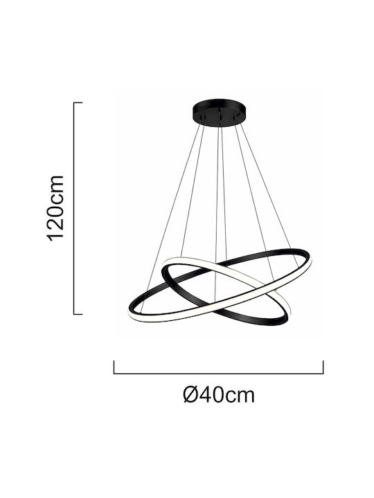 Powertech Κρεμαστό Φωτιστικό Μαύρο LED με Φυσικό Λευκό Φως 40x40x120εκ.