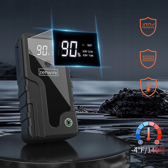 Zenwire CY16 Преносим Стартер за Батерия за Кола и Мотоциклет 6400mAh с Захранваща Банка USB Стъкла 12V