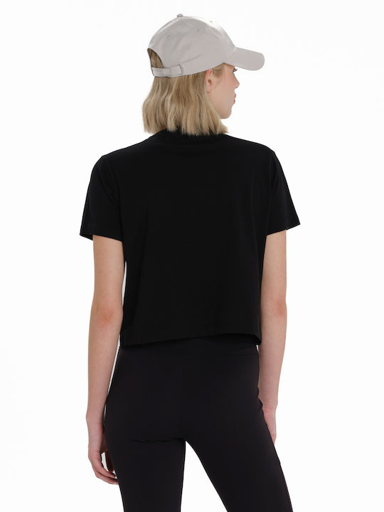 Γυναικείο Αθλητικό Crop T-shirt Μαύρο