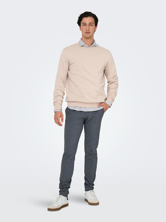 Elastic Dark Navy Chinos Men's Trousers