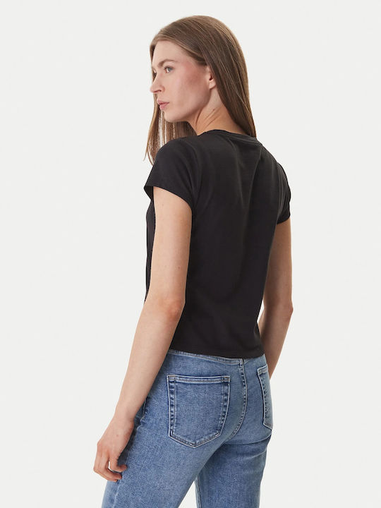 DKNY Дамска Памучна Къс Ръкав Черна Блуза