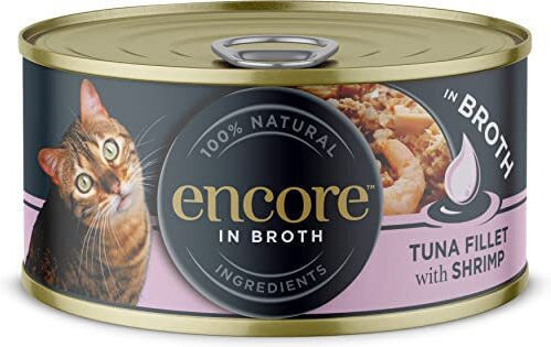 Encore Nasses Katzenfutter für Erwachsene Katzen in Dose mit Thunfisch und Shrimps 16x70gr