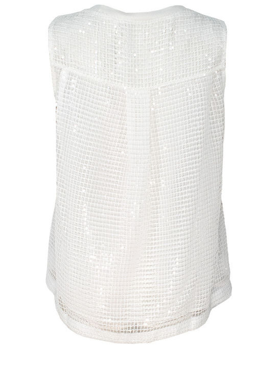 Women's Cotton Sleeveless White Blouse