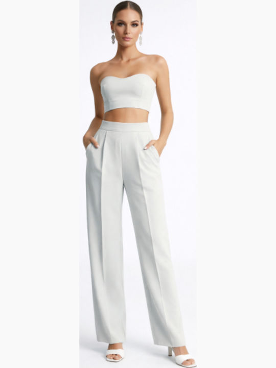 Women's Fabric Trousers in Regular Fit Gray SB-41047-26TR-GRAY