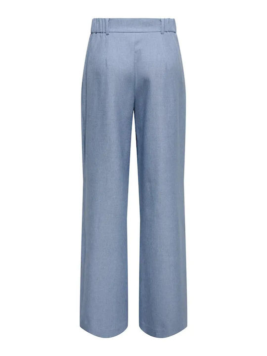 Damen Hochgeschnittenes Stoffhose in Gerader Bein Stil Hellblau