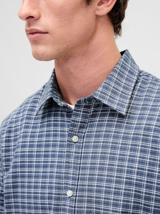 Long Sleeve Checked Shirt Blue Plaid