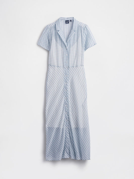 Κοντομάνικο Γυναικείο Πουκάμισο Blue Gingham Καρό